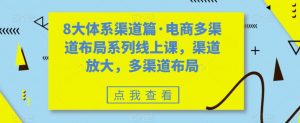 8大体系渠道篇·电商多渠道布局系列线上课，渠道放大，多渠道布局天风资源网，提供全网火热网站资源、培训资料、课程、创业教程天风资源网