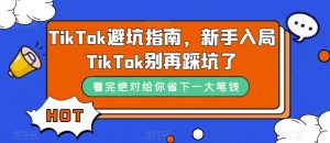 TikTok避坑指南,新手入局TikTok别再踩坑了天风资源网,提供全网火热网站资源、培训资料、课程、创业教程天风资源网