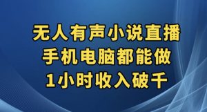 抖音无人有声小说直播，手机电脑都能做，1小时收入破千【揭秘】天风资源网，提供全网火热网站资源、培训资料、课程、创业教程天风资源网