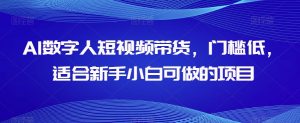 AI数字人短视频带货，门槛低，适合新手小白可做的项目天风资源网，提供全网火热网站资源、培训资料、课程、创业教程天风资源网