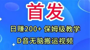 首发,抖音无脑搬运视频,日赚200+保姆级教学【揭秘】天风资源网,提供全网火热网站资源、培训资料、课程、创业教程天风资源网