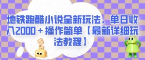 地铁跑酷小说全新玩法，单日收入2000＋操作简单【最新详细玩法教程】【揭秘】天风资源网，提供全网火热网站资源、培训资料、课程、创业教程天风资源网