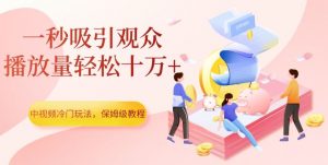 中视频冷门玩法，一秒吸引观众，播放量轻松十万+，保姆级教程【揭秘】天风资源网，提供全网火热网站资源、培训资料、课程、创业教程天风资源网