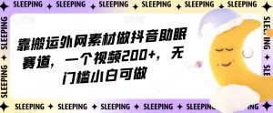 靠搬运外网素材做抖音助眠赛道，一个视频200+，无门槛小白可做【揭秘】天风资源网，提供全网火热网站资源、培训资料、课程、创业教程天风资源网