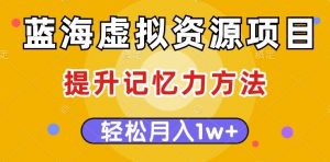 蓝海虚拟资源项目，提升记忆力方法，多种变现方式，轻松月入1w+【揭秘】天风资源网，提供全网火热网站资源、培训资料、课程、创业教程天风资源网