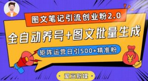 爱豆新媒：全自动养号+图文批量生成，日引500+创业粉（抖音小红书图文笔记2.0）天风资源网，提供全网火热网站资源、培训资料、课程、创业教程天风资源网