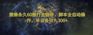 魔兽永久60服打金搬砖,脚本全自动操作,单设备日入300+【揭秘】天风资源网,提供全网火热网站资源、培训资料、课程、创业教程天风资源网