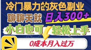 冷门暴利的副业项目，聊聊天就能日入300+，0成本月入过万【揭秘】天风资源网，提供全网火热网站资源、培训资料、课程、创业教程天风资源网