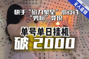 【日入破2000】快手无人直播不进人?“磁力聚星”没收益?不会卡屏、卡同城流量?最新课程会通通解决!天风资源网,提供全网火热网站资源、培训资料、课程、创业教程天风资源网