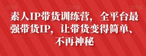 素人IP带货训练营,全平台最强带货IP,让带货变得简单、不再神秘天风资源网,提供全网火热网站资源、培训资料、课程、创业教程天风资源网