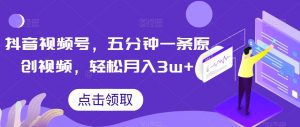 抖音视频号,五分钟一条原创视频,轻松月入3w+【独家秘诀,传授赚钱方法】【揭秘】天风资源网,提供全网火热网站资源、培训资料、课程、创业教程天风资源网