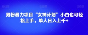 男粉暴力项目“女神计划”小白也可轻松上手,单人日入上千+【揭秘】天风资源网,提供全网火热网站资源、培训资料、课程、创业教程天风资源网