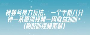 视频号暴力玩法，一个手机几分钟一条原创视频一周收益3800+（附820G视频素材）天风资源网，提供全网火热网站资源、培训资料、课程、创业教程天风资源网