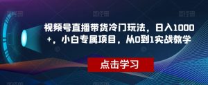 视频号直播带货冷门玩法,日入1000+,小白专属项目,从0到1实战教学【揭秘】天风资源网,提供全网火热网站资源、培训资料、课程、创业教程天风资源网