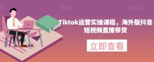Tiktok运营实操课程,海外版抖音短视频直播带货天风资源网,提供全网火热网站资源、培训资料、课程、创业教程天风资源网