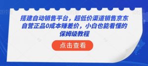 搭建自动销售平台,超低价渠道销售京东自营正品0成本赚差价,小白也能看懂的保姆级教程【揭秘】天风资源网,提供全网火热网站资源、培训资料、课程、创业教程天风资源网