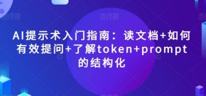 AI提示术入门指南：读文档+如何有效提问+了解token+prompt的结构化【揭秘】天风资源网，提供全网火热网站资源、培训资料、课程、创业教程天风资源网
