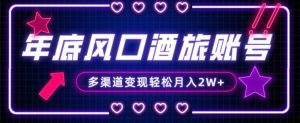 年底大风口旅游赛道酒旅账号，多渠道变现，小白也能月入2W+【揭秘】天风资源网，提供全网火热网站资源、培训资料、课程、创业教程天风资源网