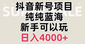 抖音蓝海赛道,必须是新账号,日入4000+【揭秘】天风资源网,提供全网火热网站资源、培训资料、课程、创业教程天风资源网