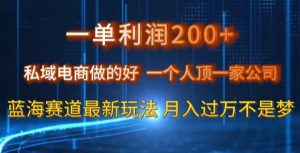 一单利润200私域电商做的好，一个人顶一家公司蓝海赛道最新玩法【揭秘】天风资源网，提供全网火热网站资源、培训资料、课程、创业教程天风资源网
