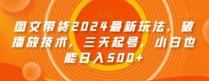 图文带货2024最新玩法，破播放技术，三天起号，小白也能日入500+【揭秘】天风资源网，提供全网火热网站资源、培训资料、课程、创业教程天风资源网