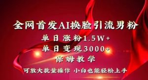 全网首发Ai换脸引流男粉,单日涨粉1.5w+,单日变现3000+,小白也能轻松上手拿结果【揭秘】天风资源网,提供全网火热网站资源、培训资料、课程、创业教程天风资源网