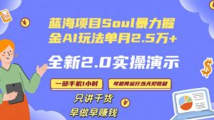 Soul怎么做到单月变现25000+全新2.0AI掘金玩法全程实操演示小白好上手【揭秘】天风资源网,提供全网火热网站资源、培训资料、课程、创业教程天风资源网
