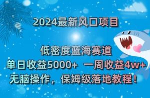 2024最新风口项目,低密度蓝海赛道,单日收益5000+,一周收益4w+!【揭秘】天风资源网,提供全网火热网站资源、培训资料、课程、创业教程天风资源网