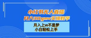 小红书无人直播月入30gmv实操教学，月入上w不是梦，小白轻松上手【揭秘】天风资源网，提供全网火热网站资源、培训资料、课程、创业教程天风资源网