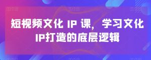 短视频文化IP课,学习文化IP打造的底层逻辑天风资源网,提供全网火热网站资源、培训资料、课程、创业教程天风资源网