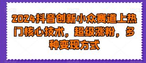 2024抖音创新小众赛道上热门核心技术,超级涨粉,多种变现方式【揭秘】天风资源网,提供全网火热网站资源、培训资料、课程、创业教程天风资源网