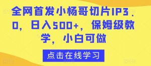 全网首发小杨哥切片IP3.0，日入500+，保姆级教学，小白可做【揭秘】天风资源网，提供全网火热网站资源、培训资料、课程、创业教程天风资源网