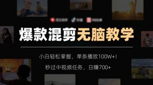 爆款混剪无脑教学，小白轻松掌握，单条播放100W+！秒过中视频任务，日赚700+【揭秘】天风资源网，提供全网火热网站资源、培训资料、课程、创业教程天风资源网