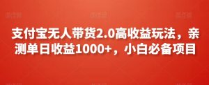 支付宝无人带货2.0高收益玩法，亲测单日收益1000+，小白必备项目【揭秘】天风资源网，提供全网火热网站资源、培训资料、课程、创业教程天风资源网