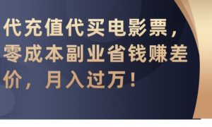 代充值代买电影票，零成本副业省钱赚差价，月入过万【揭秘】天风资源网，提供全网火热网站资源、培训资料、课程、创业教程天风资源网