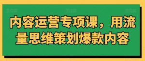 内容运营专项课，用流量思维策划爆款内容天风资源网，提供全网火热网站资源、培训资料、课程、创业教程天风资源网