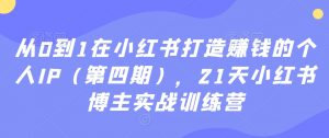 从0到1在小红书打造赚钱的个人IP(第四期),21天小红书博主实战训练营天风资源网,提供全网火热网站资源、培训资料、课程、创业教程天风资源网