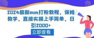 2024最新mm打粉教程，保姆教学，直接实操上手简单，日引2000+【揭秘】天风资源网，提供全网火热网站资源、培训资料、课程、创业教程天风资源网