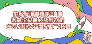 拼多多培训班第34期：做高价女装必盈利剖析选品/测款/运营/推广/拓展天风资源网，提供全网火热网站资源、培训资料、课程、创业教程天风资源网