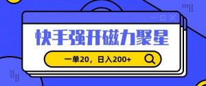信息差赚钱项目，快手强开磁力聚星，一单20，日入200+【揭秘】天风资源网，提供全网火热网站资源、培训资料、课程、创业教程天风资源网