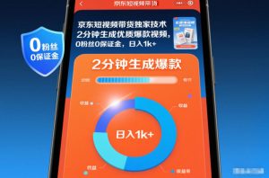京东短视频带货独家技术，2分钟生成一条优质爆款视频，0粉丝0保证金，日入1k+【揭秘】天风资源网，提供全网火热网站资源、培训资料、课程、创业教程天风资源网