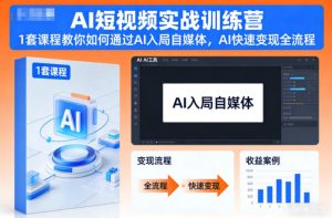 AI短视频实战训练营，1套课程教你如何通过AI入局自媒体，AI快速变现全流程天风资源网，提供全网火热网站资源、培训资料、课程、创业教程天风资源网