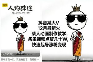 抖音某大V12月最新火柴人动画制作教学,条条视频点赞几十W,快速起号涨粉变现天风资源网,提供全网火热网站资源、培训资料、课程、创业教程天风资源网