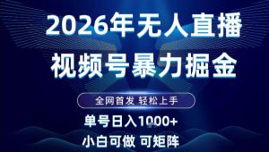 2026最新视频号无人直播掘金，全网首发，小白可以玩，长期稳定日入1k+【揭秘】天风资源网，提供全网火热网站资源、培训资料、课程、创业教程、虚拟资料、电商网站天风资源网