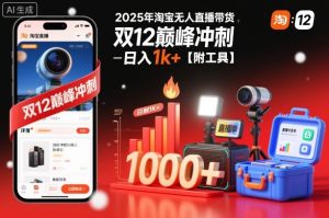 2025年淘宝无人直播带货，冲刺双12，日入1k+【附工具】【揭秘】天风资源网，提供全网火热网站资源、培训资料、课程、创业教程天风资源网