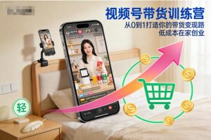 视频号带货训练营,从0到1打造你的带货变现路,低成本在家创业天风资源网,提供全网火热网站资源、培训资料、课程、创业教程天风资源网