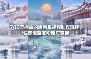 700万播放的治愈系视频制作流程，快速爆流涨粉接广变现天风资源网，提供全网火热网站资源、培训资料、课程、创业教程天风资源网