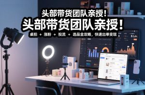 头部带货团队亲授!专业短视频实拍带货课:桌拍+涨粉+投流+选品全攻略,快速出单变现,月入2w+-天风资源网