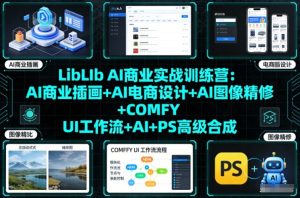 LibLIb AI商业实战训练营：AI商业插画+AI电商设计+AI图像精修+COMFY UI工作流+AI+PS高级合成天风资源网，2026年精选热门网站资源、培训资料、虚拟资料、创业教程天风资源网