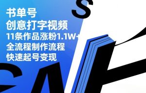 书单号创意打字视频，11条作品涨粉1.1W+，全流程制作流程，快速起号变现-天风资源网